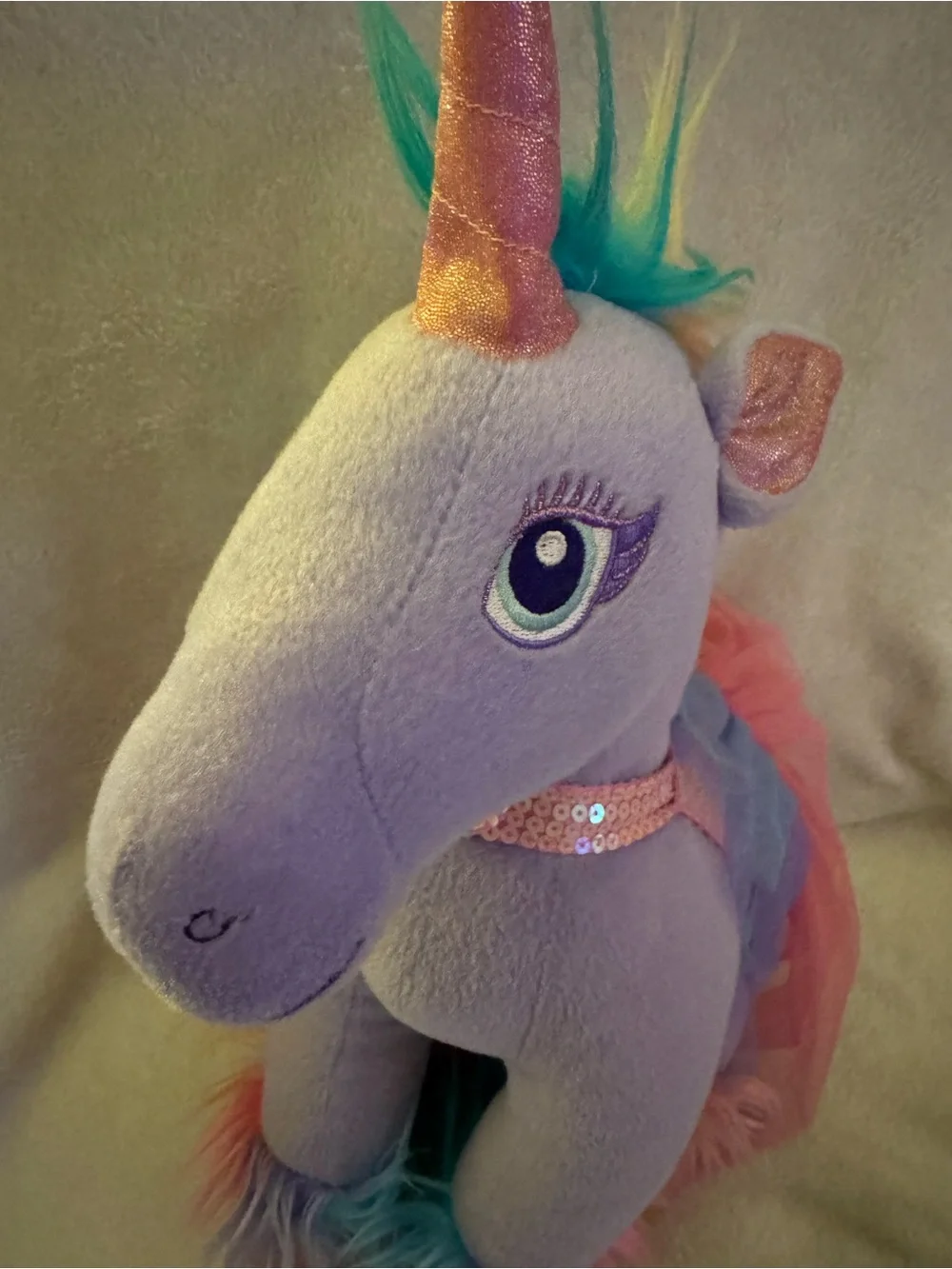 Build-A-Bear Purple Plush Unicorn with Pink Tutu and Rainbow Mane